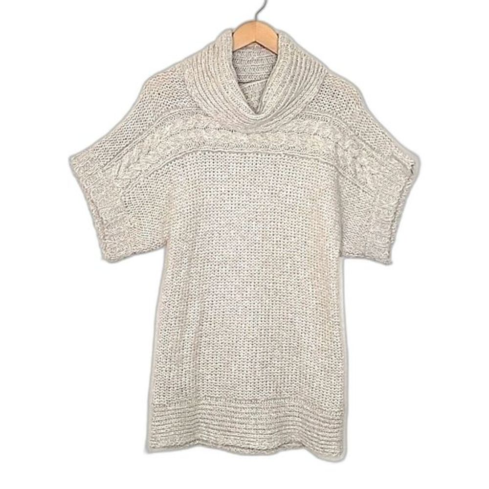 KENSIE PRETTY Turtleneck Cowlneck Short Sleeve Loose Knit Sweater size S